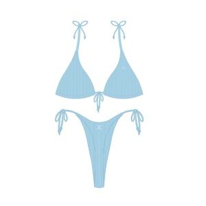 Boutine LA powder Sky Blue hi beachy thong Brazilian cheeky Bikini Set